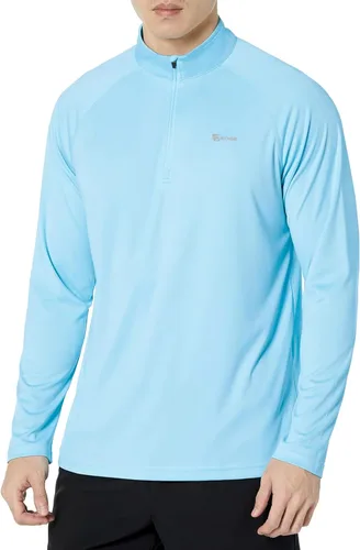 Vista 22 de Men's UPF 50+ Rash Guard 1/4 Zip Stand Collar Swim Shirt Long Sleeve Berry Conservar