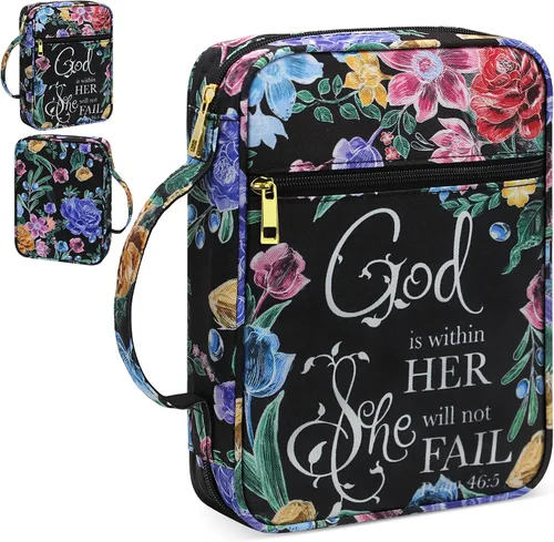 Vista 23 de GUEER Funda para Biblia para hombres, Portabiblia, Funda para Biblia Bolsa Organizadora de Transporte, con Cremallera y Bolsillos para Biblia