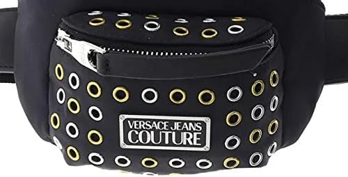 Vista 3 de Versace Jeans Couture - Bolsa de cinturón compacta remachada de metal negro para mujer