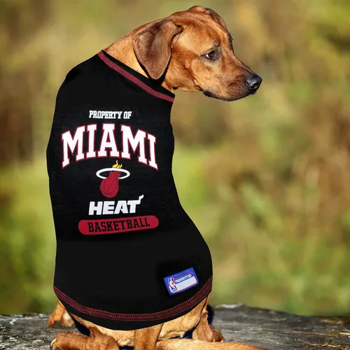 Vista 5 de Pets First Sudaderas con capucha y camiseta con licencia de la NBA para perros y gatos, Miami Heat, S