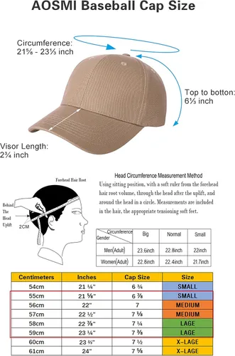 Vista 6 de AOSMI Paquete de 3 gorras de béisbol de algodón liso ajustable talla única que se adapta a la mayoría de gorras de bola de equipo en blanco