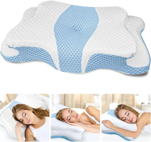 Vista 8 de CHxxy Memory Foam Pillows, Cervical Pillow for Neck and Shoulder Pain Relief, Ergonomic Contour Bed Pillow, Soft for Side Sleep Stomach Sleeping and