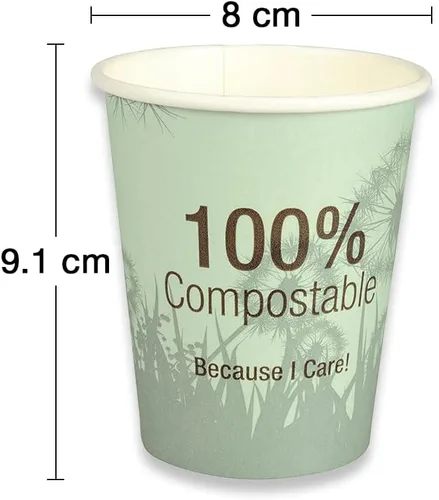 Vista 6 de Abena Tazas de café de papel desechables 100% compostables: CPLA para temperaturas más calientes, multicolor, 8 onzas – 50