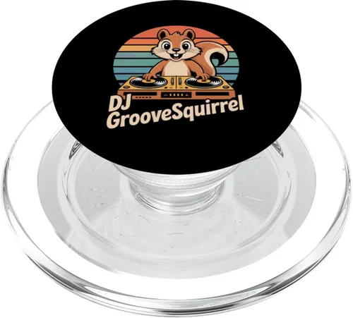 Vista 7 de DJ GrooveSquirrel Retro Turntables Vinyl Sunset Vibes PopSockets Adhesive PopGrip