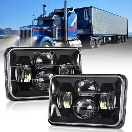 Vista 9 de Faros LED de 4 x 6 pulgadas con certificación DOT, 2 piezas, haz alto/bajo, rectangular, para camiones Kenworth T800, W900, Peterbilt, Oldsmobile