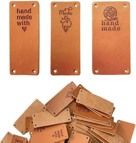 Vista 6 de Juland Etiqueta de piel sintética hecha a mano, adorno de etiqueta en relieve, accesorios de bricolaje para jeans, bolsas, zapatos, sombrero, 60