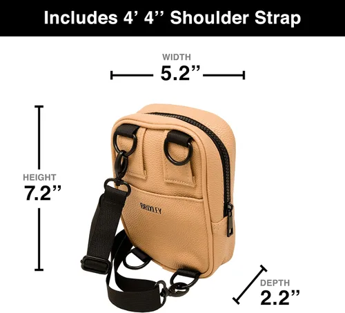 Vista 4 de Brixley Bolso bandolera para mujeres y hombres, de viaje, multiposición, cangurera, Beige