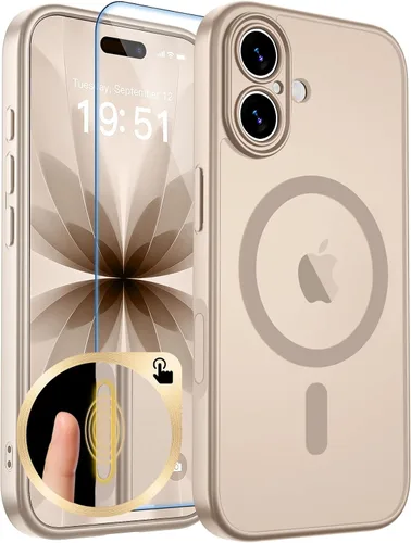 Vista 342 de zapica Funda magnética para iPhone Air, con protector de pantalla de vidrio templado, compatible con MagSafe, translúcida mate, a prueba de golpes