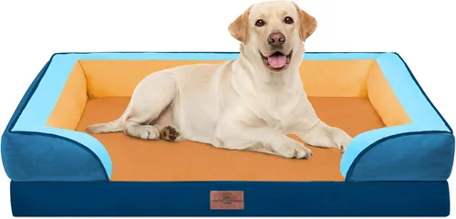 Vista 24 de Comfort Expression - Cama ortopédica para perros medianos, 28 x 19 pulgadas, cama impermeable y de apoyo de espuma con cojines removibles, sofá