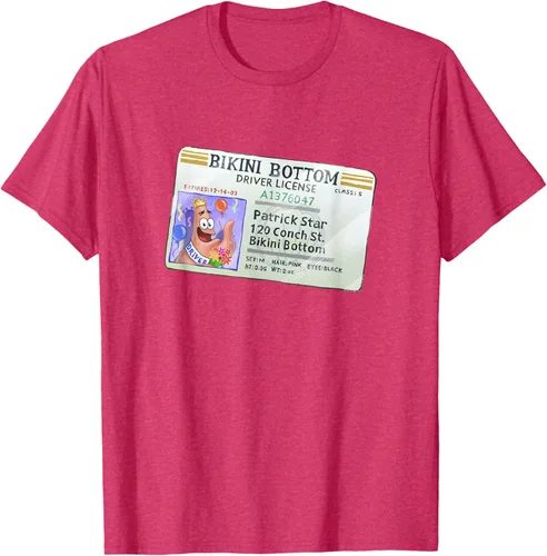 Vista 28 de SpongeBob SquarePants Camiseta con logotipo de Patrick Star Driver License King, Negro