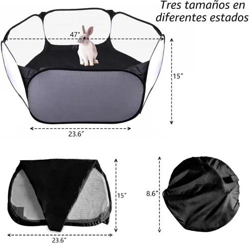 Vista 4 de Corralito para animales pequeños, portátil, con apertura automática, interactivo, para mascotas, valla interior y exterior para conejos, conejillos