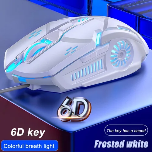 Vista 2 de Ratón para juegos con cable, 4 DPI ajustables hasta 3600, 6 botones programables, mouse ergonómico para computadora portátil gamer, PC USB óptico