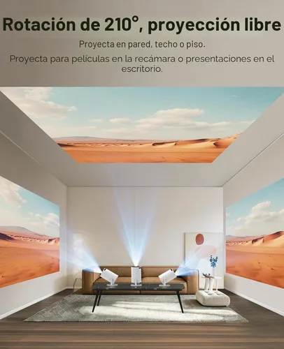 Vista 6 de Mini proyector con WIFI 6 y Bluetooth, proyector portátil con soporte 4K 1080P, aplicación incorporada, Android 11, 150 ANSI, corrección trapezoidal