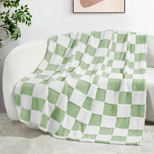 Vista 23 de Exclusivo Mezcla - Manta de franela super suave y cálida con diseño de vellón esponjoso, para sofá, cama, con lindo patrón a cuadros, negro, 50" x