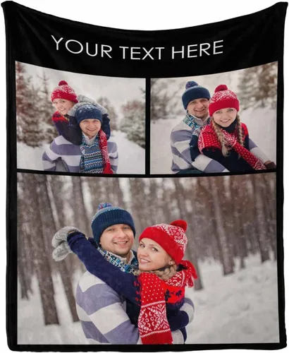 Vista 8 de InterestPrint Manta personalizada con texto y fotos, collage, regalo personalizado para cumpleaños, aniversario, boda, regalo personalizado