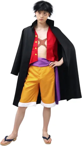 Vista 3 de DAZCOS Disfraz de anime Wano Country de Luffy de talla estadounidense, para cosplay
