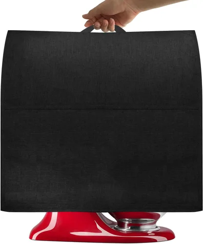 Vista 5 de Funda a prueba de polvo para batidora de pie de KitchenAid, con múltiples bolsillos para varios accesorios de electrodomésticos de cocina, Negro