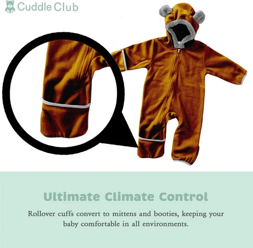 Vista 2 de Enterizo de vellón para bebé mameluco con capucha para niño de una sola pieza, ropa de exterior, chaqueta