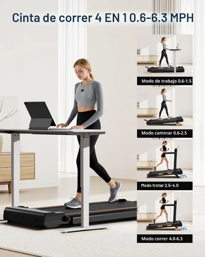 Vista 6 de 16% Incline Walking Pad Treadmills for Home Small, 4-in-1 Under Desk Treadmill with Handles, Foldable Treadmill with 2.5 HP Quiet Brushless, 330 LBS