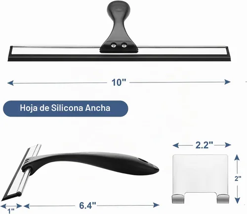 Vista 2 de AmazerBath Escobilla para puerta de cristal de ducha, escobilla de ducha para puertas de cristal, escobilla multiusos con gancho para puertas