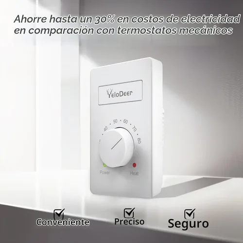 Vista 5 de Tensión Dual (110V-265V) Termostato de Calentador de Zócalo Eléctrico Manual de 4 Cables para el Hogar