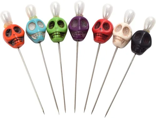 Vista 6 de BLESSUME 7pcs Candle Magick Ritual Pins Skull Top (negro)