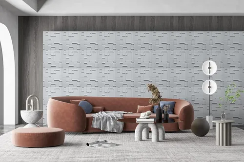 Vista 4 de Dundee Deco Paneles de pared 3D – Formas geométricas pintables de PVC blanco para decoración de pared interior, 19.7 x 19.7 pulgadas, cubre 2.7 pies