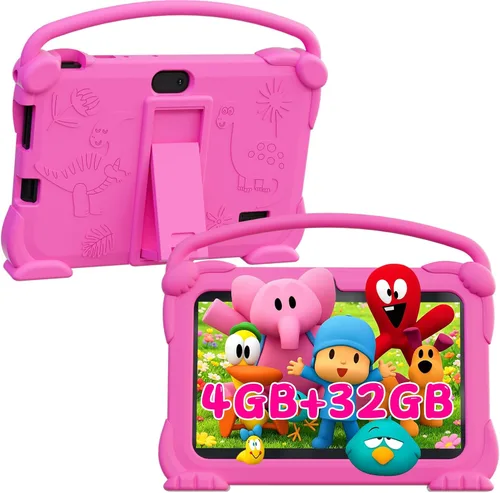Vista 8 de YQSAVIOR Tabletas para niños, Tablet Android 12 para niños, 4 GB RAM 32 GB ROM, Tablet para niños pequeños de 7 pulgadas con pantalla IPS, control