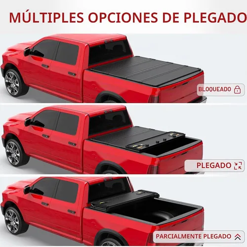 Vista 6 de MOSTPLUS - Cubierta de cama de camioneta plegable cuadrada dura de aluminio compatible con Dodge Ram 1500 2009-2025 Inclu. Fleetside clásico y nueva