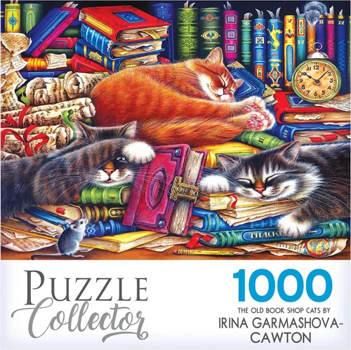 Vista 3 de RoseArt - Puzzle Collector - The Old Book Shops Cats - Rompecabezas de 1000 piezas para adultos