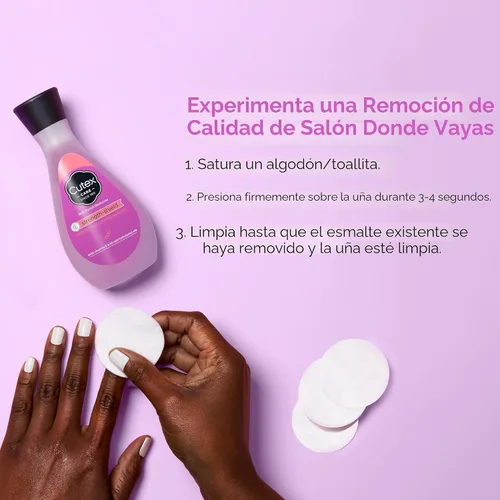 Vista 4 de Cutex Strength Shield - Quitaesmalte de uñas, deja las uñas de las manos y los pies con un aspecto saludable, contiene vitaminas E, B5 y seda