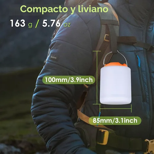Vista 6 de BOBKID Linterna de camping LED, luz de camping recargable, linternas de 4 modos para exteriores con 1000LM, linterna de campamento portátil