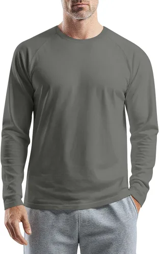 Vista 23 de Camisetas para hombre, manga larga, color sólido, cuello redondo, camisetas básicas informales, M-3XL
