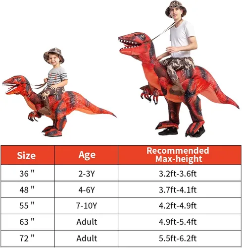 Vista 4 de GOOSH Inflatable Dinosaur Costume for Adult Halloween Costume Women Man Funny Blow up Costume for Halloween Party Cosplay