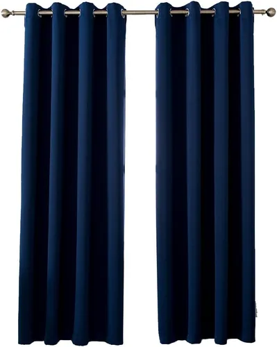 Vista 13 de MANGATA CASA Cortinas opacas negras con ojales, 2 paneles para dormitorio, panel de cortina de ventana para sala de estar, cortinas térmicas de Negro