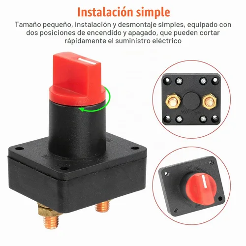 Vista 5 de Interruptor aislante universal de batería de 12 V, 24 V, 48 V, 60 V, desconectar, apagado, interruptor de apagado, coche, barco, camioneta, camión