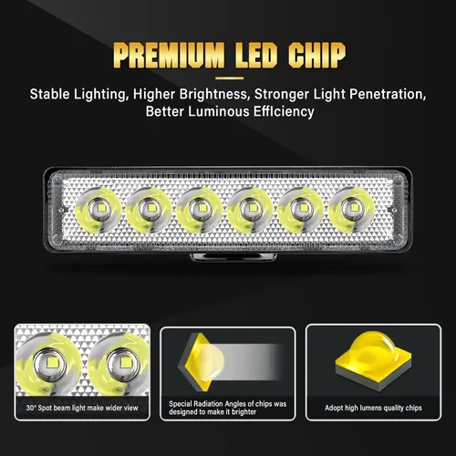 Vista 3 de Willpower 1 pieza 18W 15 cm LED Luz de Trabajo Luz de Foco Barra de Luz LED de Fila Única 12V 24V Super Delgada Luces de Conducción Todoterreno