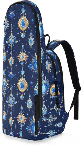 Vista 2 de Tenni - Bolsa de raqueta de bádminton bonita y resistente con joyas brillantes azules y doradas, bolsa de gimnasio para mujeres, hombres