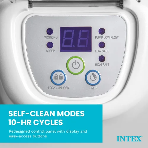Vista 6 de Intex QS200 Krystal Clear Sistema de cloro de agua salada para piscinas sobre el suelo: mantiene el agua clara, reduce el uso de productos químicos