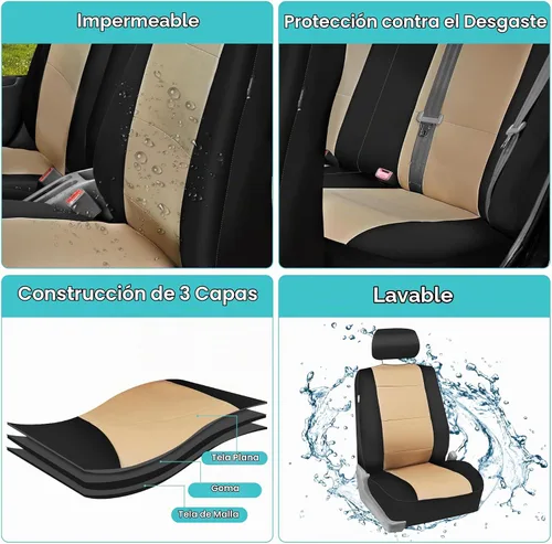 Vista 6 de FH Group Juego de fundas de asiento delantero de automóvil de neopreno impermeable - Funda de asiento delantero de ajuste universal con bolsillos