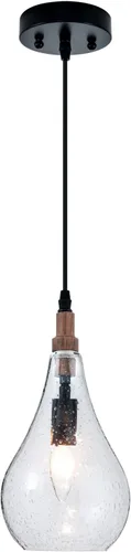 Vista 9 de Lámpara colgante de cristal con semillas de madera de granja, lámpara colgante industrial ajustable para cocina, isla, comedor, dormitorio Sembrado