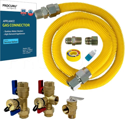 Vista 9 de PROCURU Conector de gas flexible universal FIP de 1 pulgada de diámetro exterior x 12 pulgadas (1 pie) x 3/4 pulgadas MIP x 3/4 pulgadas FIP