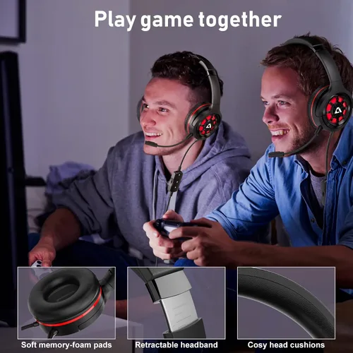 Vista 2 de Ankbit Auriculares de PC para juegos auriculares estéreo para PS4PS5 auriculares de computadora con cable con cancelación de ruido con micrófono