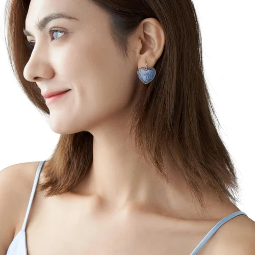 Vista 8 de Pressed Flower Earrings,Handmade Forget-Me-Not and Queen Anne's Lace Wildflower Earrings,Unique Resin Dried Flower,Perfect for Parties