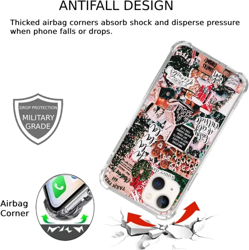 Vista 4 de Funda estética navideña compatible con iPhone 15, funda festiva de invierno para iPhone 15, funda de TPU a la moda
