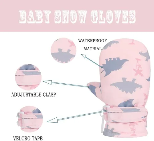 Vista 4 de Urban Virgin Guantes de invierno para bebés y niños pequeños, con forro polar, cálidos, impermeables, guantes de nieve para niños y niñas