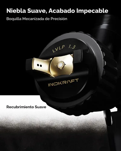 Vista 2 de InoKraft Drizzle Pro LVLP - Pistola pulverizadora, rendimiento preciso de bajo exceso de pulverización con diseño ultraligero de 11.99 oz. Incluye