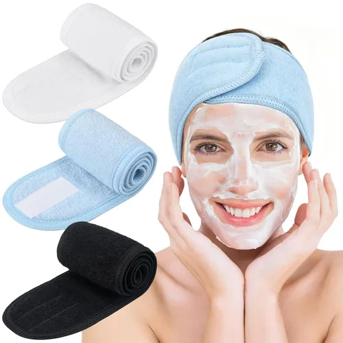 Vista 10 de Whaline Diademas faciales de spa, 3 piezas, diadema de tela de toalla suave y ajustable para lavado de cara, ducha, cubierta facial, yoga