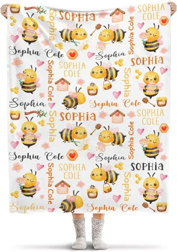 Vista 15 de Manta de franela ligera de abeja, regalos para niñas y mujeres en todas las estaciones, manta para cama, sofá, 30 x 40 pulgadas, para bebé/mascotas
