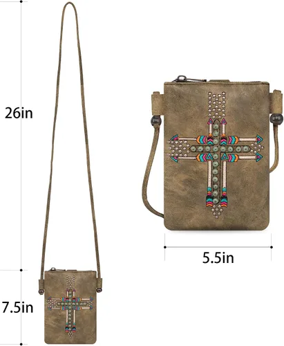 Vista 5 de Montana West Bolso cruzado para teléfono celular para mujer, bolso de hombro occidental con correa